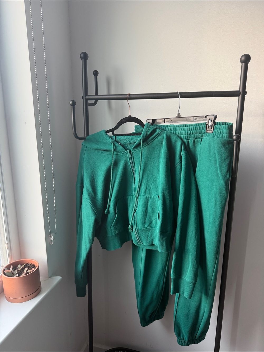 Fashion Nova Green Track Pants & Cropped Hoodie Set